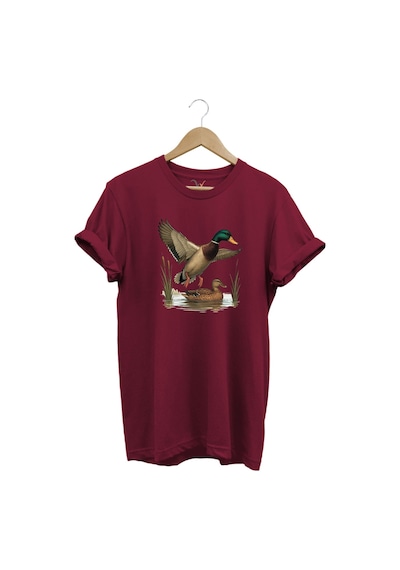 Avcılık Hunting Yeşilbaş Ördek Avı Sazlık Baskılı Tshirt Bordo