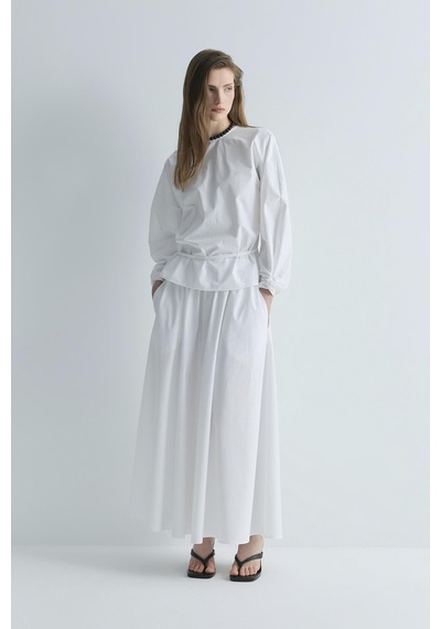 Suud Collection Beyaz Lara Kemerli Bluz