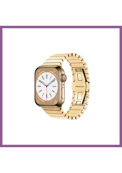 Bezos Watch 42mm Uyumlu Kr413 Fine Steel Kordon - Gold Rengaren