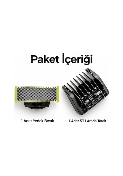 Phi Lips One Blade Qp2510/2520, Qp2620/2630, Qp2724/2824 Modelleriyle Uyumlu Bıçak + 5 İ 1 Arada Tar