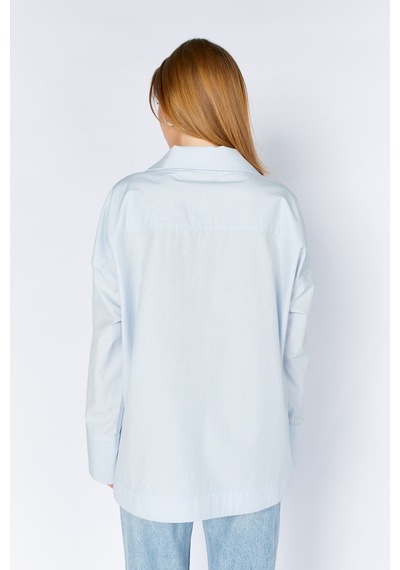 Manche Kol Detaylı Oversize Poplin Gömlek Mks1610113-1 - Bebe Mavi