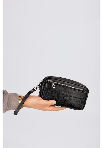 Westbag Unisex Hakiki Dana Derisi El Geçmeli Portföy Çanta Premium Kalite Günlük Clutch Siyah