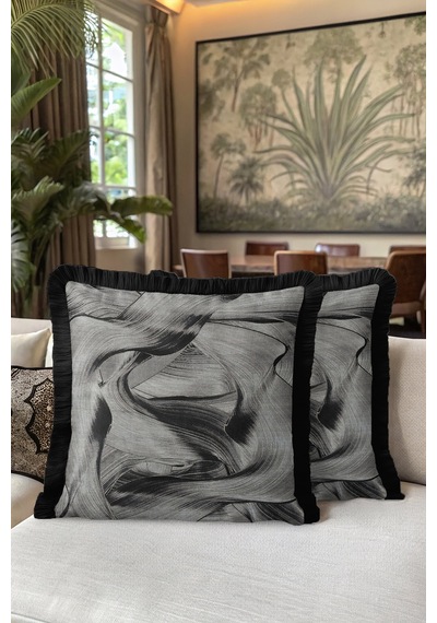 Modern Sanat Temalı Siyah Gri Saçaklı Yastık Kılıfı-dalga Motifler Modern Püsküllü Kırlent Kılıfı Grili Kehribar Modern Sanat Temalı Siyah Gri Saçaklı Yastık Kılıfı-dalga Motifler Modern Püsküllü Kırlent Kılıfı Grili Kehribar