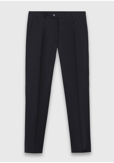 Ramsey Koyu Lacivert Düz Zeroweight Slim Fit Yün Karışımlı Takım Elbise