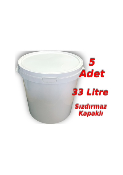 Decotone 33 L Plastik Kapaklı Kova Hobi Boya Gıda Yoğurt Kovası - 5 Adet Beyaz