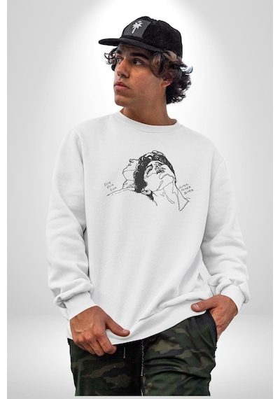 Elio Ve Oliver Call Me By Your Name Unisex Beyaz Baskılı Sweatshirt Beyaz