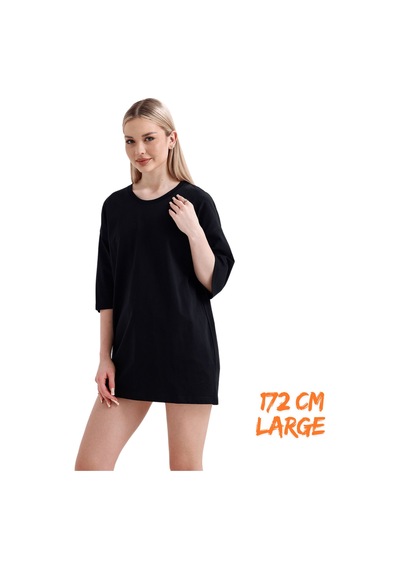 Pxm - %100 Pamuklu Oversize Tişört Siyah Siyah