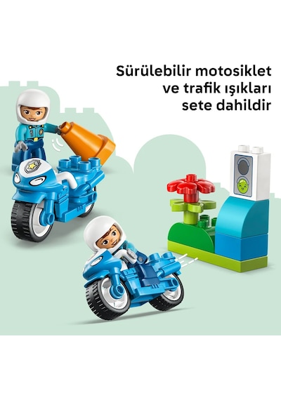 LEGO® DUPLO® Kasabası Mavi Polis Motosikleti 10471 -2 Yaş ve Üzeri Çocuklar için Polis Figürü İçeren Oyuncak Yapım Seti (11 Parça)