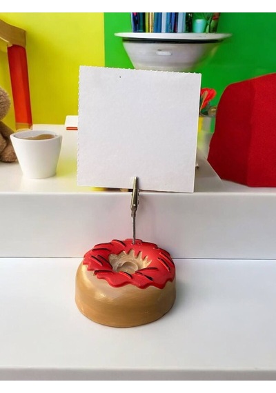 Kırmızı Çikolata Süsü Desenli Donut Model Temalı Fotoğraf Not Tutacak Ofis Masası Tutacağı Hediyelik Kırmızı