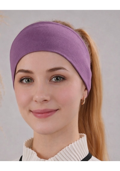 Alivascarf Kaymayan Silikonlu Bandana Bone Siyah - Kadın Tesettür Dikişsiz Kaymaz Geçme - Sportif Saç Bandı Mor
