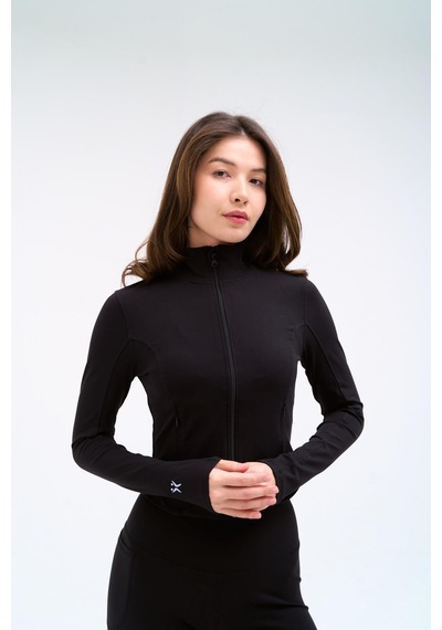 Normal People Lıva - Fermuarlı Spor Ceket /şeftali Dokulu Peach Skin Kumaş Siyah