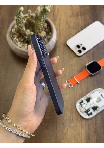 Apple iPhone 13 Pro Uyumlu Süper İnce Mat Ultra Thin Silikon Kılıf Lacivert