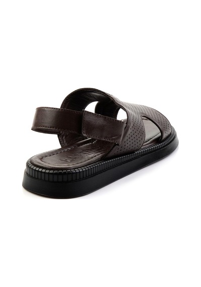 Kahve Hakiki Deri Erkek Sandalet E05557240643
