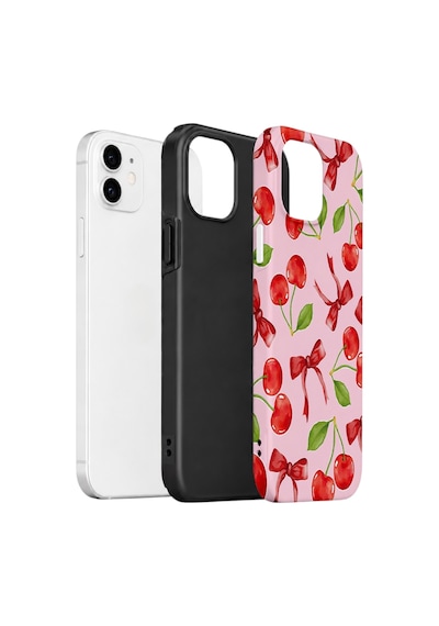 Apple iPhone Uyumlu 12 Vorian Çift Katmanlı Kılıf Cherry Ribbon Garden