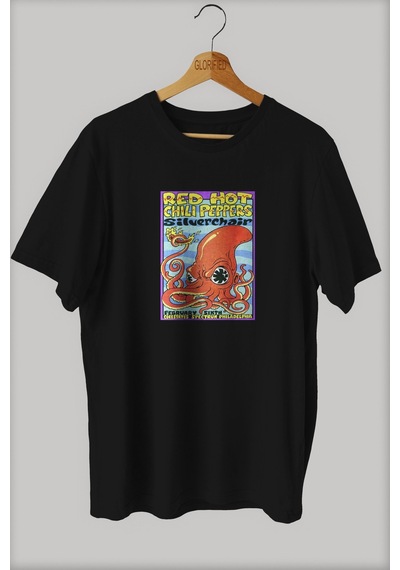 Noıssey -wed Red Hot Chili Pappers Tasarım Baskılı Oversize T-shirt Tişört Sokak Tarzı Siyah