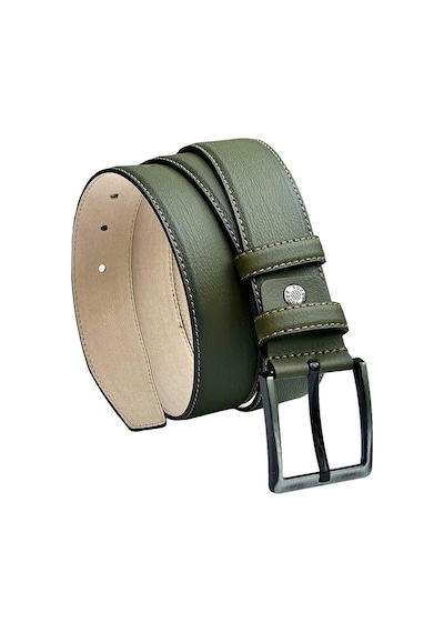 Süzer Deri 4 Cm. Klasik Suni Deri Dikişli Model Erkek Kemer Haki Yeşil