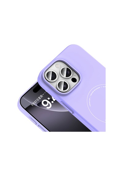 iPhone 16 Pro Max Kılıf M-safe Şarj Özellikli Kamera Korumalı Zore Elio Sert Pc Kapak - Lila