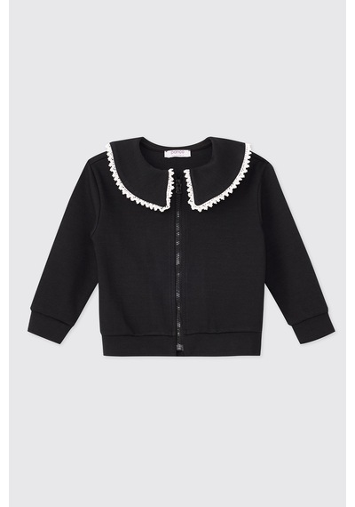 Panço Kız Bebek Fermuarlı Sweatshirt Ve Beli Lastikli 2'li Lacivert Eşofman Takımı 2621gb17002