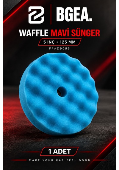 Bgea Waffle Mavi Polisaj Süngeri 5 İnç 125 Mm Cırtlı Pasta Cila Pedi 1 Adet Fpad9095