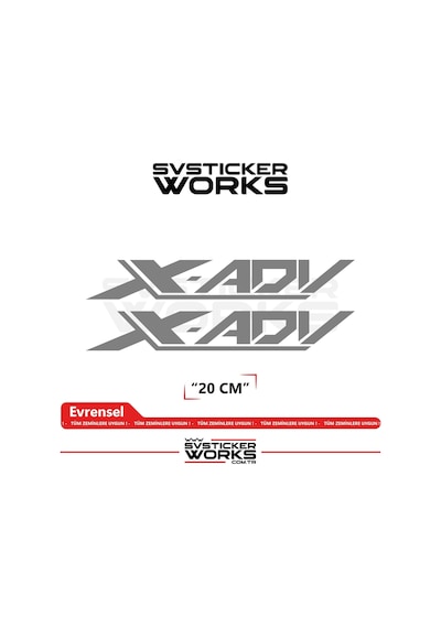 Honda X-adv 750 Sticker Uyumlu Yazı Yüksek Kalite Özel Kesim Folyo 2'li Set Gri