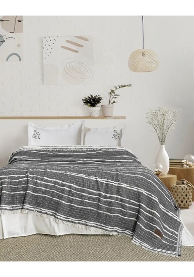 Şaheser Home Collection Yatak Örtüsü Seti Sera Antrasit Renkli