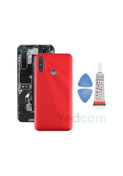 Oppo Realme C3i Kırmızı Arka Cam Batarya Pil Kapağı Telefon Arka Kapak Yapışkan Beraber