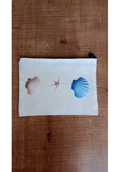 Wisheratelier Deniz Yıldızı Ve Yaz Temalı Bez El Çantası Bej - Beyaz - Mavi
