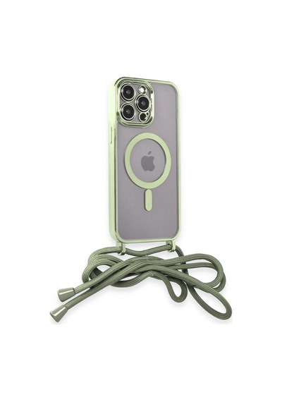 Mey İthalat Apple Uyumlu iPhone 14 Pro Kılıf Divo Lazer Askılı Magsafe Kapak - Koyu Yeşil