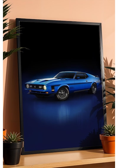 Saturn 1971 Ford Mustang Mach 1 Çerçeveli Tablo Erkek Odası İçin Modern Araba Duvar Dekoru Classic Car Collection
