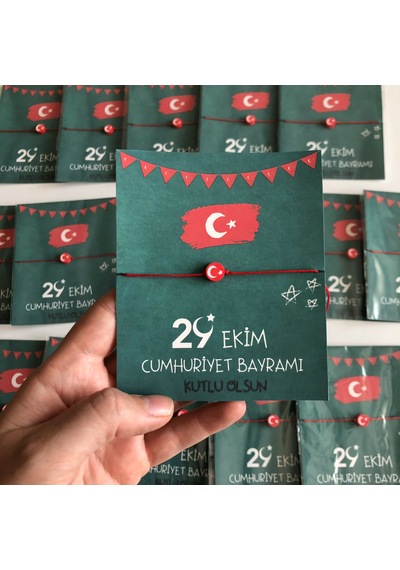 29 Ekim Cumhuriyet Bayramı Hediye Bileklik 20 Adet Kırmızı