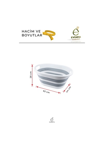 Katlanabilir Çamaşır Leğeni 38 Lt Akordiyon Sepet Yer Kaplamaz Katlanır Banyo Organizer Gri