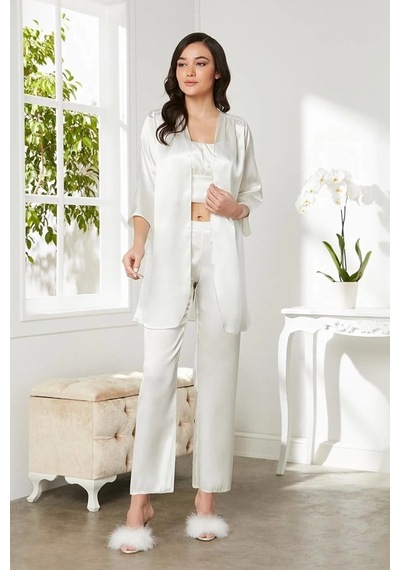 Pierre Cardin Kadife Saten 3'lü Pijama Takım 2075 001