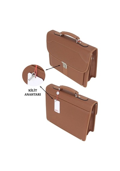 Case Club Notebook Laptop Evrak Çantası 15.6'inç 5 Bölmeli Su Geçirmez Omuz Askılı Taba