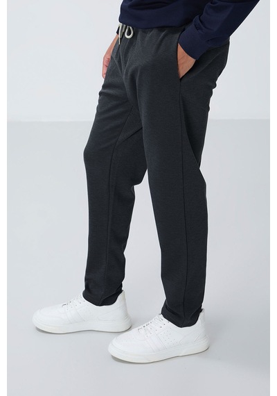 Tommy Life Koyu Gri Yüzeyi Dokulu Standart Fit Erkek Eşofman Alt - 82155