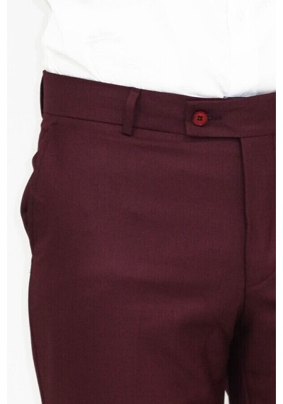 Wessi Slim Fit Desensiz Kumaş Bordo Erkek Pantolon Bordo