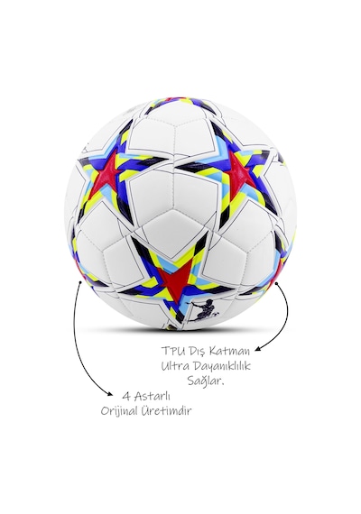 Telvesse Futbol Topu Şampiyonlar Ligi Pompalı Sert Zemin Halı Saha Futbol Topu No:5 Kırmızı 034 Kırmızı