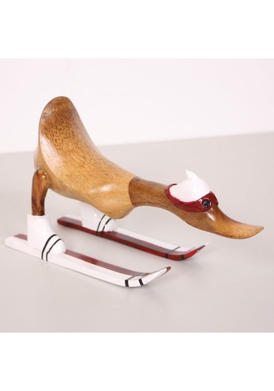 Kayakçı Ördek El Oyması Teak Gövde 30x20x12 Cm