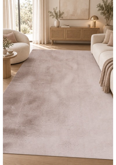 Fosya Vizon Tüyü Peluş Halı Ekstra Yumuşak Kaymaz Tabanlı Yüksek Havlı Kabartmalı Polyester Halı