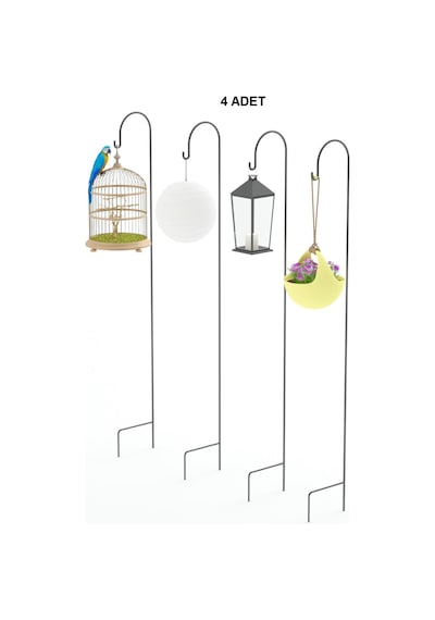 Metal Çubuk Çok Amaçlı Bahçe Ve Kamp Kancası Bitki Bahçe Askısı Fener Çiçek Kancası 4 Adet