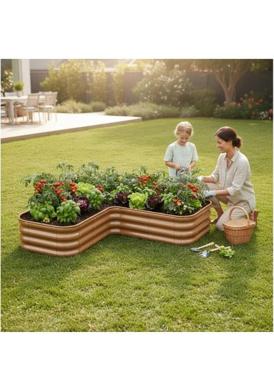 Modüler Yükseltilmiş Bahçe Sebze Yatağı No:20 140x140 Bej