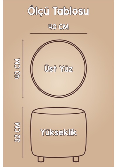 Yıkanabilir Puf Tabure Kılıfı Tak-Çıkar-Değiştir-Yenile Orta Sehpa Kılıfı By Forest Siyah