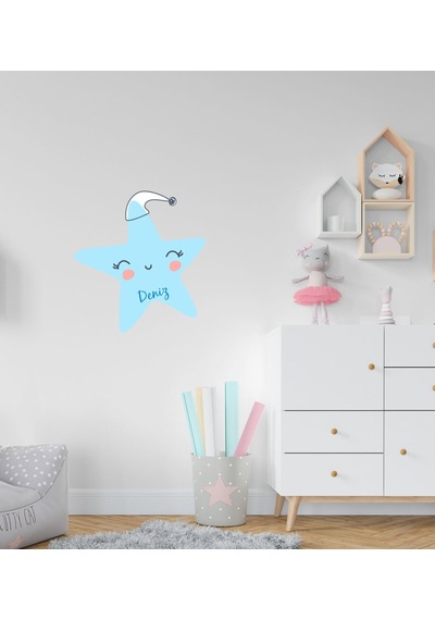 Kişiye Özel Sevimli Yıldız Tasarımlı Çocuk Odası Duvar Sticker-1