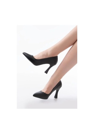 Kadın Şık Stiletto Günlük Davet Şehir Topuklu Ayakkabı Siyah