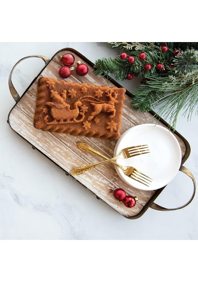 Nordic Ware Pişirme Kalıbı Santa's Sleigh Loaf Tava Alüminyum Gri, 26,1 Cm X 14,5 Cm, Nw 90848