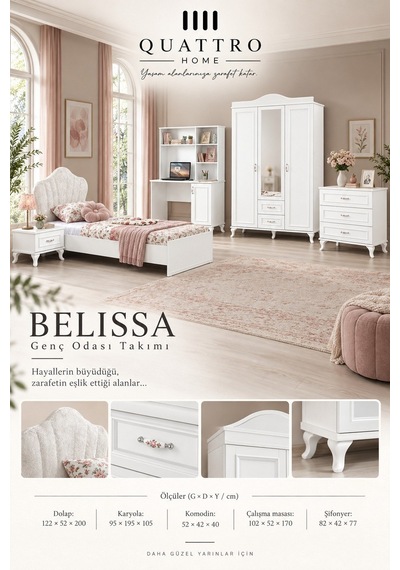 Belissa Genç Odası Takımı Beyaz