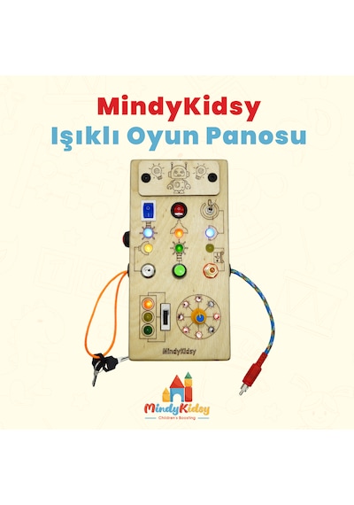 Çocuklar İçin Eğitici Ahşap Montessori Işıklı Oyun Panosu - Zeka Geliştirici Oyuncak