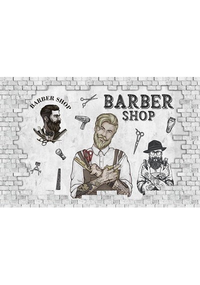 3 Boyutlu Berber Tasarım Duvar Kağıdı (440448056)