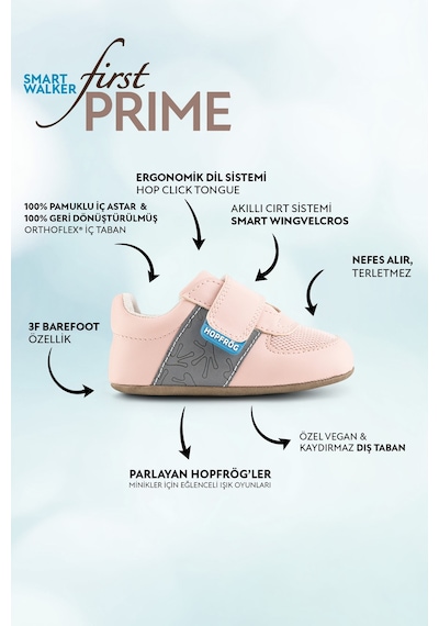 Smart Walker First Prime Havalı Pembe Barefoot İlk Adım Bebek Ayakkabı Pembe