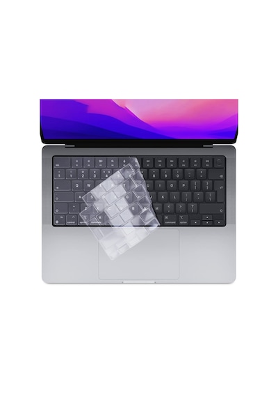 NovStrap Apple Uyumlu MacBook Pro 2021 M1 14.2 inc A2442 Parlak Alt Üst Kılıf + Klavye Kılıfı + Film