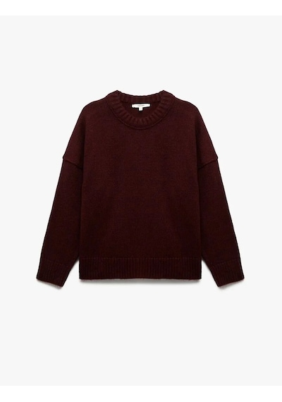 Koton Bisiklet Yaka Triko Kadın Oversize Kazak 6wak90177ht Bordo